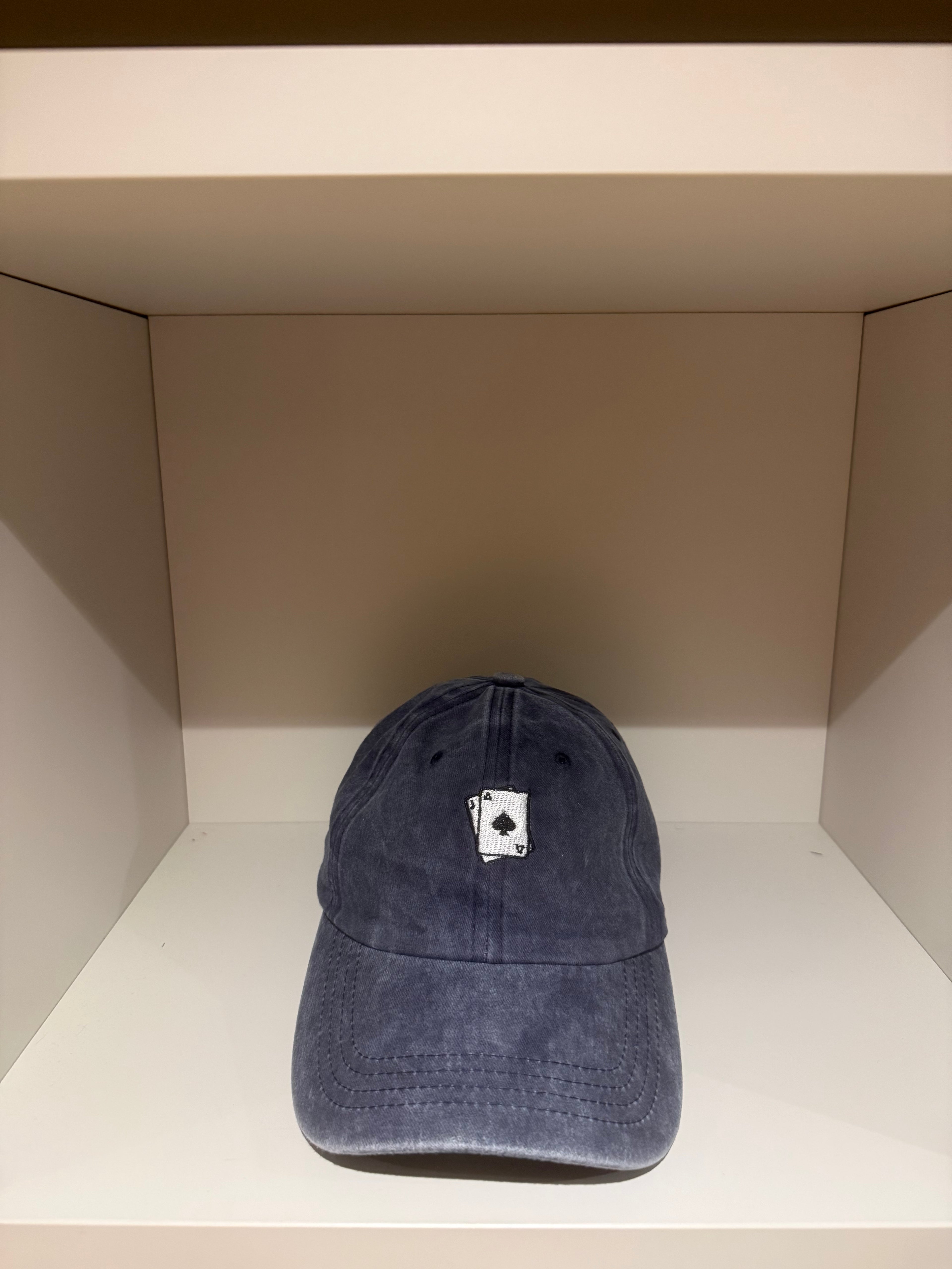 Poker hat cappellino blu navy effetto vintage lucky poker head