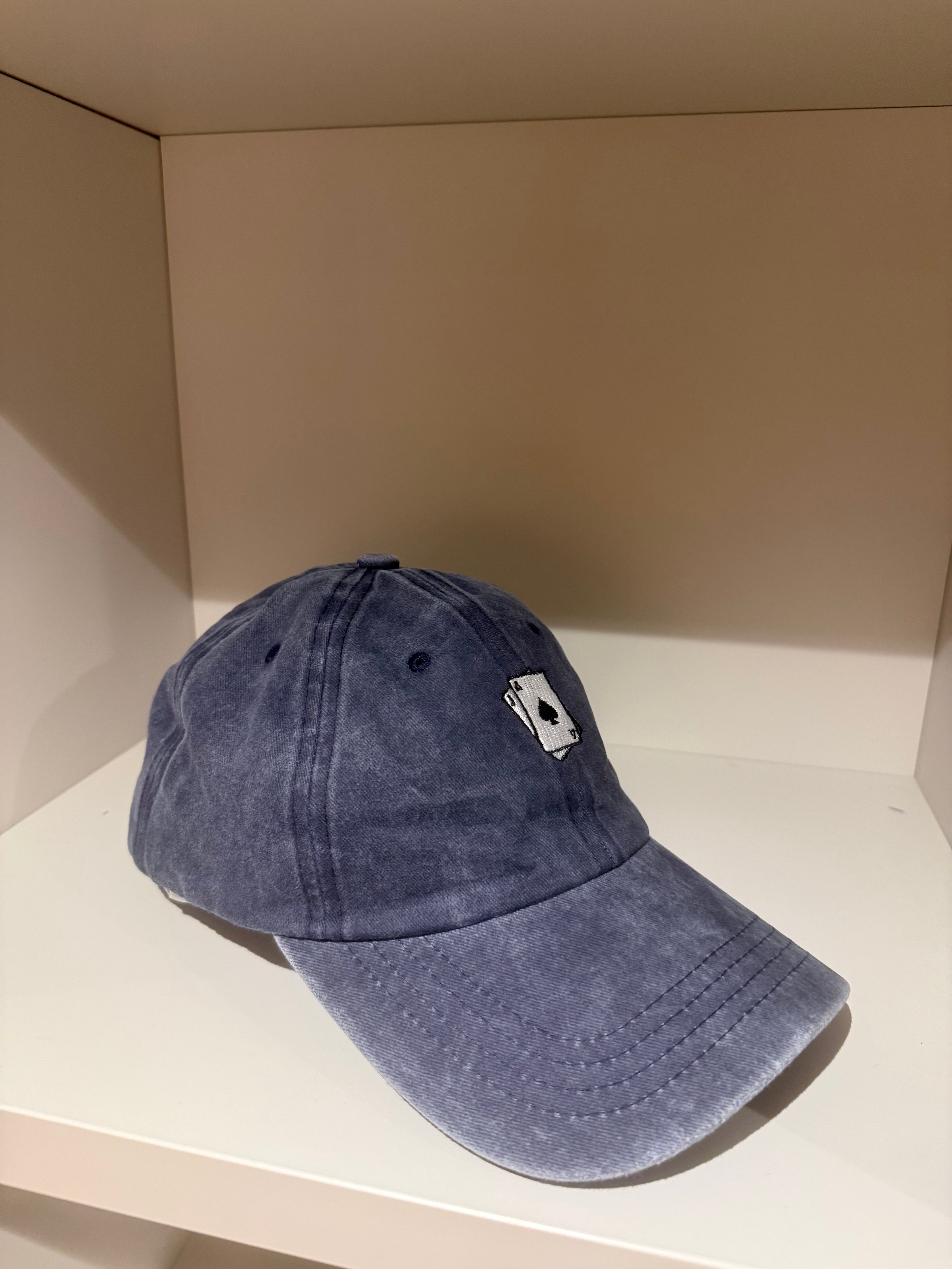 Poker hat cappellino blu navy effetto vintage lucky poker head